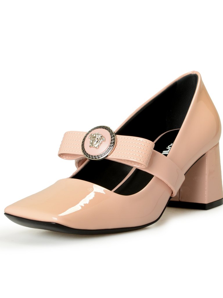 Versace Women's Silver Medusa Head Patent Leather Pumps Shoes Us 7 It 37